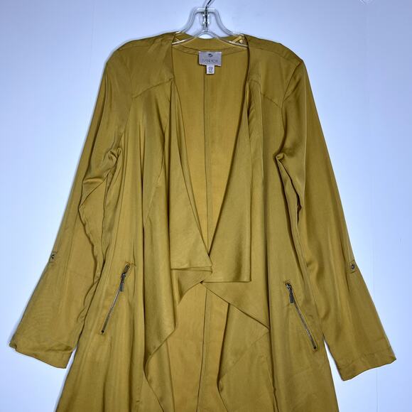 Eliane Rose Open Front Draped 100% Tencel Jacket Yellow Womens Medium - Picture 4 of 10